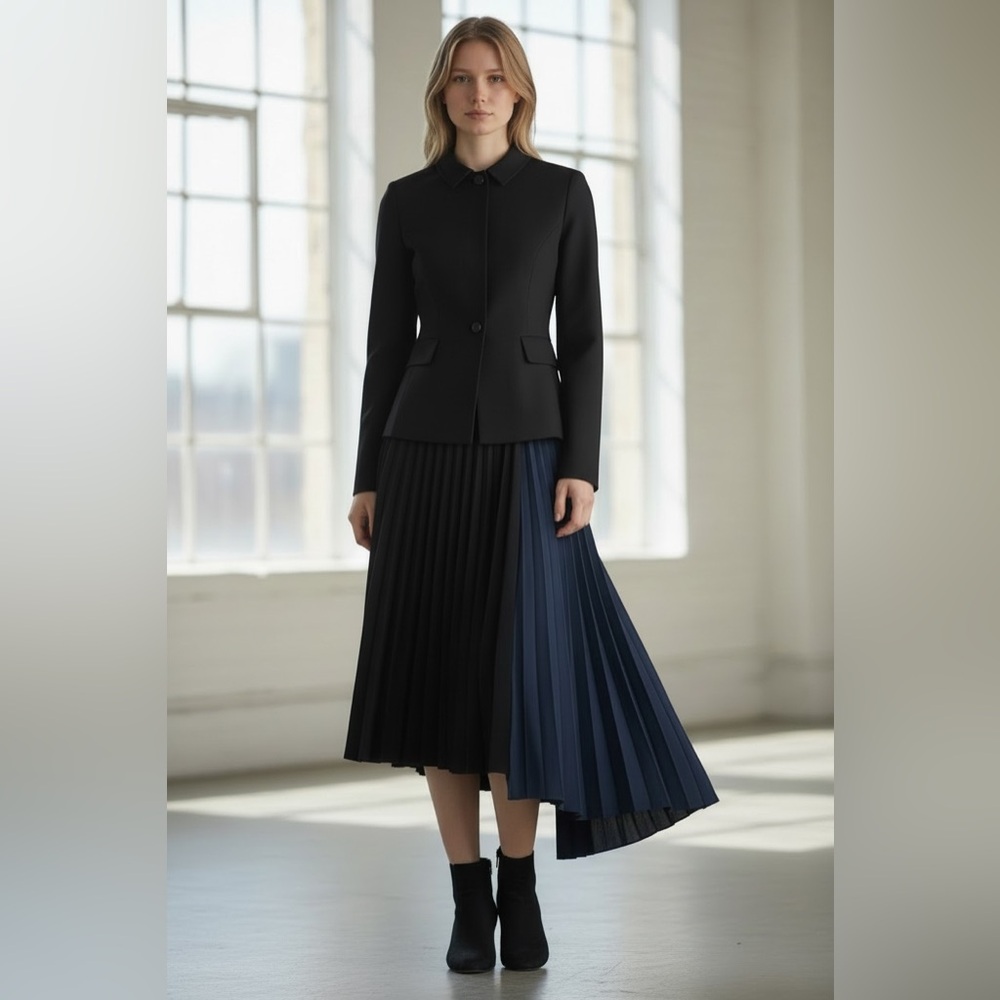 NWT Asymmetrical Pleated knit Skirt